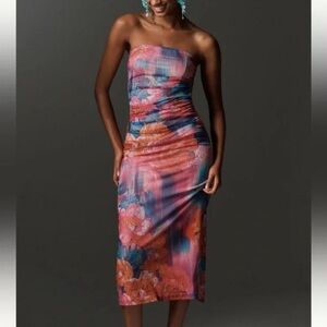 Anthropologie Vibrant Backless Dress - Pink, Blue, Orange